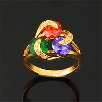 U7 Multicolor/Clear Cubic Zirconia Statement Rings for Women 18K Gold Plated Luxurious CZ Promise Rings