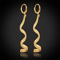 U7New Women\'s Long Drop Dangle Earrings 18K Real Chunky Gold Plated Jewelry Gift for Women