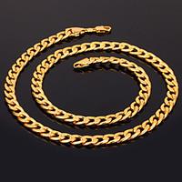 U7 Men\'s 18K Chunky Gold Filled Necklace High Quality Gold Plated Figaro Chains for Men 7MM 55CM 22inches Christmas Gifts