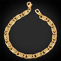 U7 New High Quality 18K Gold Filled Twisted Figaro Link Chain Bracelet for Men Women 5MM 21CM