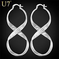 U7 Women\'s Infinity Shape Earrings for Prom Platinum/18K Gold Plated Twisted Hoops G Pattern Vintage Long Earrings