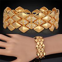 U7 Big Bracelets 18K Yellow Gold Plated Austrian SWA Rhinestone Fashion Jewelry Bangles For Women/Men Christmas Gifts