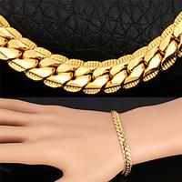 U7 Men\'s Gold Chain 18K Gold/Rose Gold/Platinum Plated Hip Hop Men Jewelry Gift 22\'\' Chain Necklace Bracelet Set