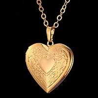 U7 Heart Photo Locket Necklace Pendant 18K Real Gold Plated Choker Necklace Charms Floating Lockets Fashion Jewelry