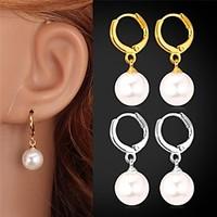 u7pearl drop earrings 18k gold platinum plated white pearl water drop  ...