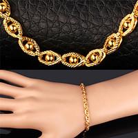 U7 Unisex 18K Real Gold Plated New Trendy Gold Little Beads Fancy Party Chain Bracelet Necklace Set