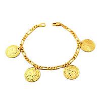u7 figaro chains gold filled coin charms bracelets bangles 18k real go ...
