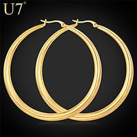 U7 Women\'s High Quality Stainless Steel Earrings 18K Real Gold Plated Basketball Wives Big Hoop Earrings