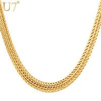 U7 Men\'s Classic Thick Foxtail Chains 18K Gold/Rose Gold/Platinum Plated Men Jewelry 22\'\' Fashion Choker Necklaces
