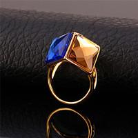 U7 Women\'s High Quality Austrian Fancy Stone Ring 18K Gold Plated 3 Colors Blue Green Champagne Shiny Statement Ring