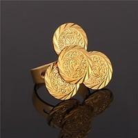 U7 Allah Ring Clover Gold Ring for Women 18K Real Gold Plated Resizable Wedding Ring Fashion Jewelry