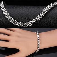 U7Cool Men\'s 316L Stainless Steel Link Twisted Chain Chunky Bracelet Bangle for Men Never Fade