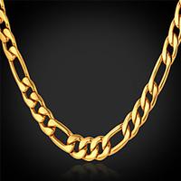 U7 Men\'s 18K Chunky Gold Plated Figaro Chain Necklace For Men 4MM, 28 Inches (71CM) Jewelry Christmas Gifts