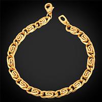 U7 New High Quality 18K Gold Filled Twisted Figaro Link Chain Bracelet for Men Women 5MM 21CM