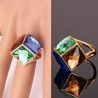 U7 Multicolors Fancy Stone Ring 18K Real Gold Plated Statement Ring Shiny Crystal Jewelry for Women High Quality