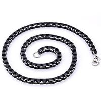 U7 Cool Black Box Chains Aluminium Alloy Necklace High Quality Men\'s Jewelry 6MM Christmas Gifts