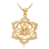 U7 Ilamic Allah Pendant Charm 18K Gold Plated WA Rhinetone Necklace Religiou Mulim Jewelry