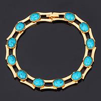 U7 Turquoise Bracelets Bangles For Women 18K Real Gold Plated Bangles Turkey Stone Jewelry