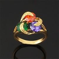 u7 aaa cz stone colorful cubic zirconia cluster ring 18k real gold pla ...