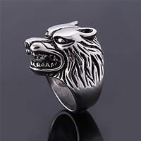 U7 Punk Cool Men\'s Ring 316L Stainless Steel Wolf Big Band Ring for Men Never Fade Fashion Jewelry
