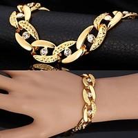 U7 Chunky 18K Real Gold Plated Bracelets Bangles Unisex Rhinestone Jewelry Christmas Gifts