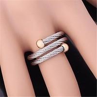 U7 Women\'s 316L Titanium Steel Wrape 18K Gold Plated Adjustable Band Ring