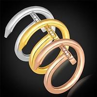 U7 Vintage Europe Fancy Nail Ring 18K Rose Gold Platinum Plated AAA Zirconia Promis rings for couplesImitation Diamond Birthstone