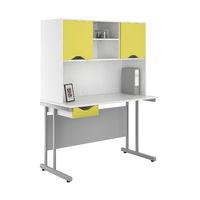 Uclic Create Desk with Upper Storage and Drawer 1200mm Kaleidoscope White