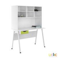 Uclic Aspire Desk with Overshelving and Drawer 1200mm Kaleidoscope Green