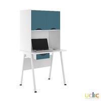 Uclic Aspire Desk with Upper Storage and Drawer 800mm Kaleidoscope Blue