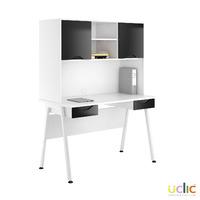 Uclic Aspire Desk with Upper Storage and 2 Drawers Reflections Black