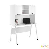 uclic aspire desk with upper storage 1200mm reflections white