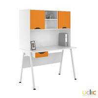 Uclic Aspire Desk with Upper Storage and Drawer 1200mm Kaleidoscope Orange