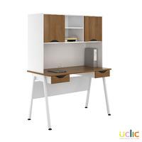 Uclic Aspire Desk with Upper Storage and 2 Drawers Sylvan Walnut