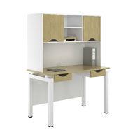 uclic engage desk with upper storage and 2 drawers kaleidoscope red