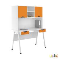 uclic aspire desk with upper storage and 2 drawers kaleidoscope orange