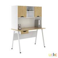 uclic aspire desk with upper storage and drawer 1200mm sylvan oak