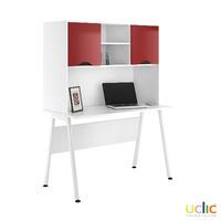 uclic aspire desk with upper storage 1200mm reflections burgundy
