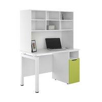 Uclic Engage Desk with CPU Cupboard and Overshelving Sylvan Maple