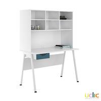 Uclic Aspire Desk with Overshelving and Drawer 1200mm Kaleidoscope Blue