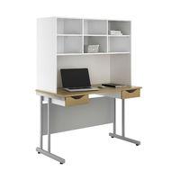 Uclic Create Desk with Overshelving and 2 Drawers Sylvan Oak