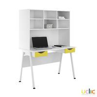 Uclic Aspire Desk with Overshelving and 2 Drawers Kaleidoscope Yellow