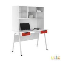 Uclic Aspire Desk with Overshelving and 2 Drawers Kaleidoscope Red