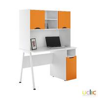 Uclic Aspire Desk with CPU Cupboard and Upper Storage Kaleidoscope Orange