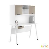 Uclic Aspire Desk with Upper Storage and Drawer 1200mm Reflections Stone Grey