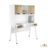 Uclic Aspire Desk with Upper Storage and 2 Drawers Reflections Light Olive