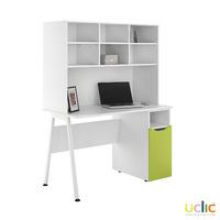 Uclic Aspire Desk with CPU Cupboard and Overshelving Kaleidoscope Green