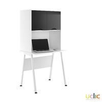 uclic aspire desk with upper storage 800mm reflections black