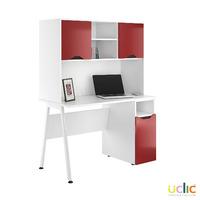 Uclic Aspire Desk with CPU Cupboard and Upper Storage Reflections Burgundy
