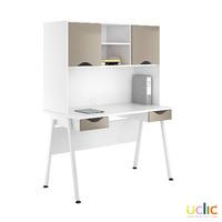 Uclic Aspire Desk with Upper Storage and 2 Drawers Reflections Stone Grey